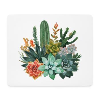 Sukkulenten & Kakteen Aquarell Komposition - Mousepad (Querformat) - Weiß - Vorne