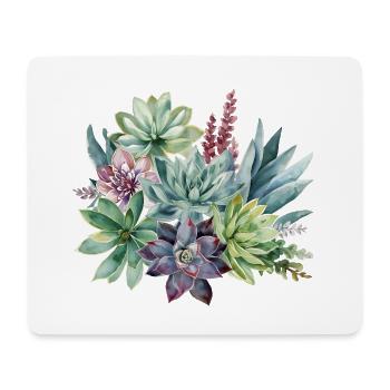 Pastel succulentes Aquarelle Design - Tapis de souris (format paysage) - blanc - Devant