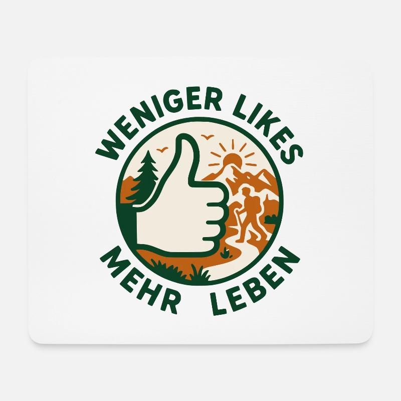 Weniger Likes mehr Leben! - Mousepad (Querformat) - Weiß