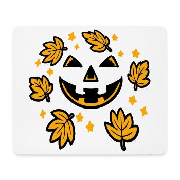 Kürbisgesicht Herbstlaub Sterne Gruselig Lächeln - Mousepad (Querformat) - Weiß - Vorne