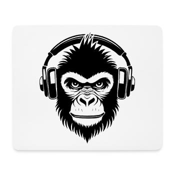 Frecher Comic-Affe mit Kopfhörern Shirt - Mousepad (Querformat) - Weiß - Vorne