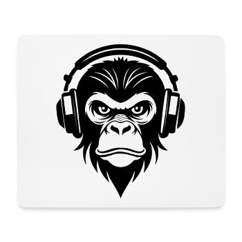 Grimmiger Comic-Cartoon-Affe mit Kopfhörern Shirt - Mousepad (Querformat) - Weiß - Vorne