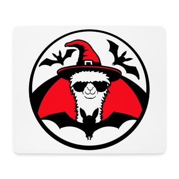Llama Halloween Witch Hat Bat Cool Alpaca Cute - Mouse Pad (horizontal) - white - Front