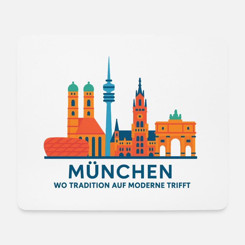 München Skyline: Tradition trifft Moderne - Mousepad (Querformat) - Weiß