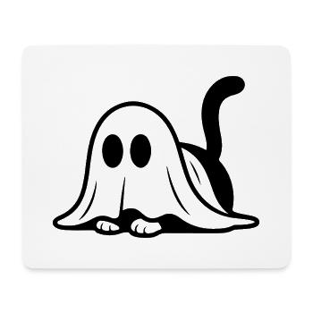 Cat dressed as a ghost – cute Halloween motif - Mouse Pad (horizontal) - white - Front