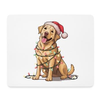 Chien festif avec des guirlandes lumineuses - Tapis de souris (format paysage) - blanc - Devant