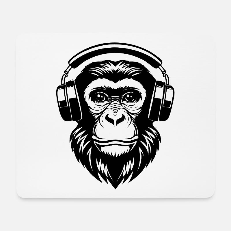 Minimal Affenkopf Linien Edition Art Shirt - Mousepad (Querformat) - Weiß