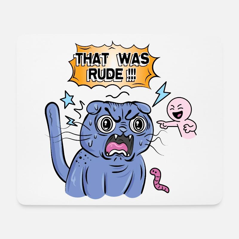 Angry Cat Screams at Expression - Mouse Pad (horizontal) - white