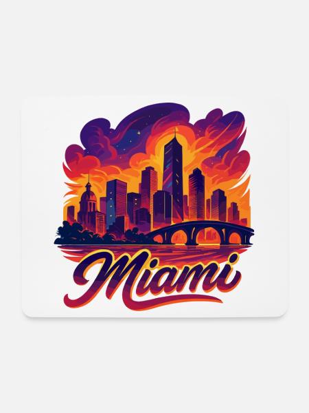 Miami Stadt Magic City Silhouette Skyline Geschenk - Mousepad (Querformat) - Weiß
