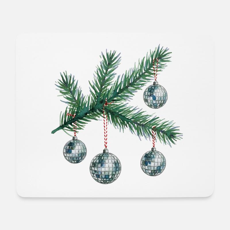 Tannenzweig Disco Ornamente - Mousepad (Querformat) - Weiß
