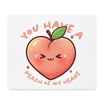 Kawaii Pêche Coeur Salutation Amour - Tapis de souris (format paysage) - blanc - Devant