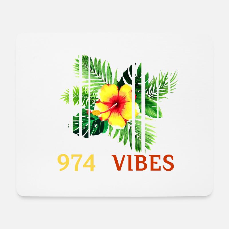 Tropischer Hibiskus 974 Vibes - Mousepad (Querformat) - Weiß