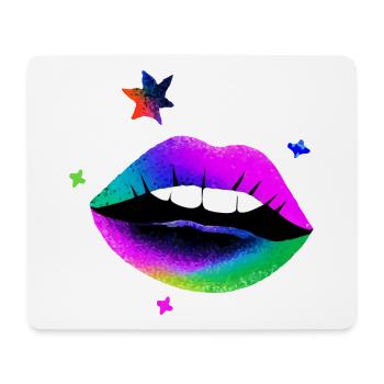Regenbogen Lippen Pop Art Neon - Mousepad (Querformat) - Weiß - Vorne