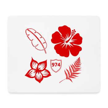 Red Hibiscus and Tropical Foliage - Mouse Pad (horizontal) - white - Front