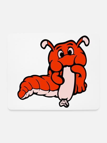 Raupe Wurm Glücklich Isst Wurst Würstchen Hot Dog - Mousepad (Querformat) - Weiß