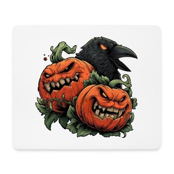 Kürbis-Duo und Krähennacht - Mousepad (Querformat) - Weiß - Vorne