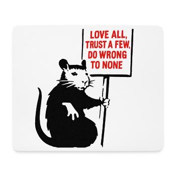 Rat avec bouclier : l’amour de tous fait confiance à peu de gens - Tapis de souris (format paysage) - blanc - Devant