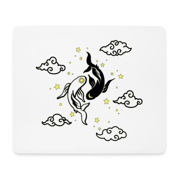 Koi Yin Yang dans les Nuages Dorés - Tapis de souris (format paysage) - blanc - Devant