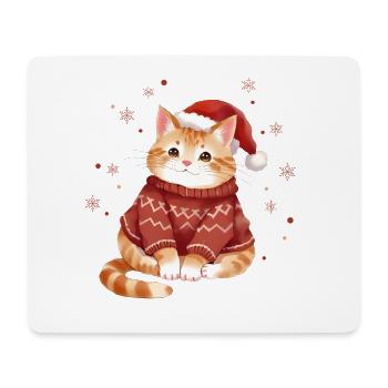 Cozy Cat Christmas Sweater Design - Mousepad (Querformat) - Weiß - Vorne