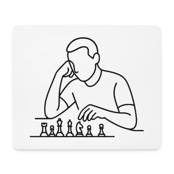 Chess Player Sketch – Minimalist Thinking Motif - Mouse Pad (horizontal) - white - Front