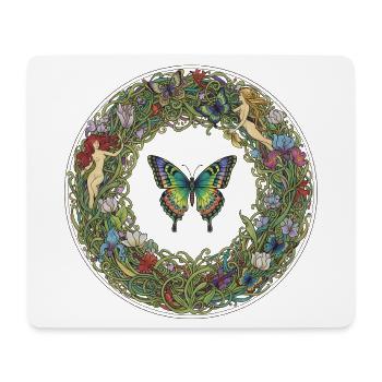Flower Circle Butterfly Dream Image - Mouse Pad (horizontal) - white - Front