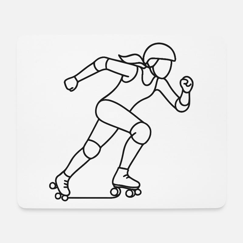 Roller-Derby Spielerin Skizze – Sportmotiv - Mousepad (Querformat) - Weiß