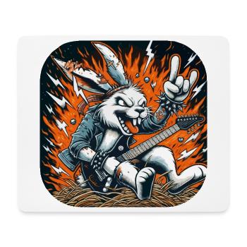 Rockerhaas: Flammen und Gitarrenpunk - Mousepad (Querformat) - Weiß - Vorne