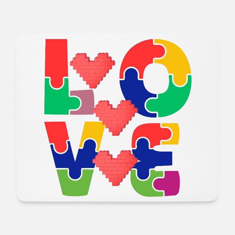 Liebespuzzle mit bunten Herzen - Mousepad (Querformat) - Weiß