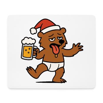 Noël Ours Cheers Bière Père Noël Chapeau Berlin - Tapis de souris (format paysage) - blanc - Devant