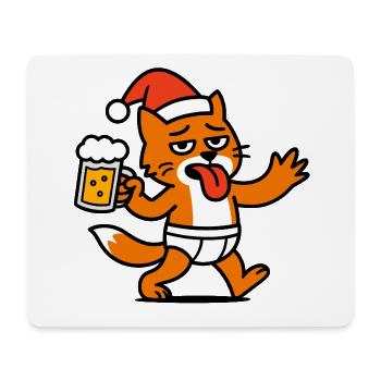 Père Noël Chat Père Noël Bière - Tapis de souris (format paysage) - blanc - Devant