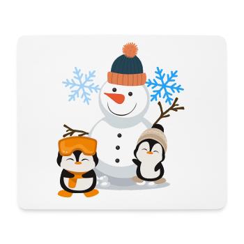 Winterfreude Schneemann Pinguine - Mousepad (Querformat) - Weiß - Vorne