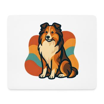 Lebhafter Shetland-Schäferhund Sunburst - Mousepad (Querformat) - Weiß - Vorne