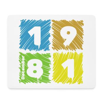 44. Geburtstag Farbige Patches since 12/1981 - Mousepad (Querformat) - Weiß - Vorne