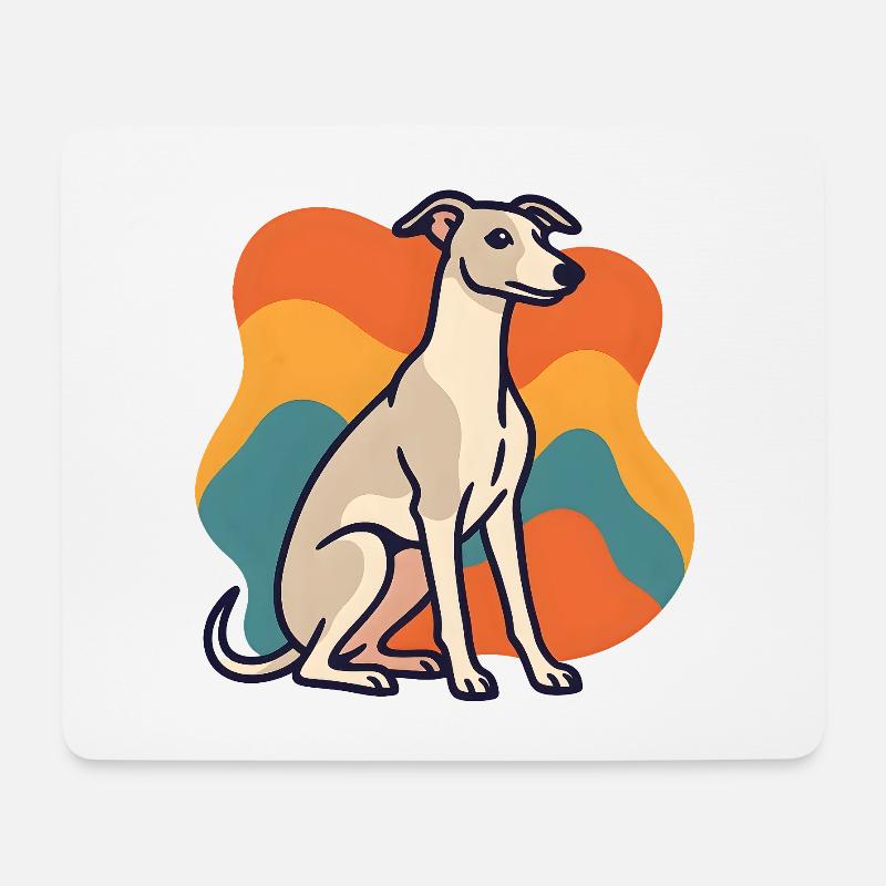 Bunter Whippet-Hund im abstrakten Hintergrund - Mousepad (Querformat) - Weiß