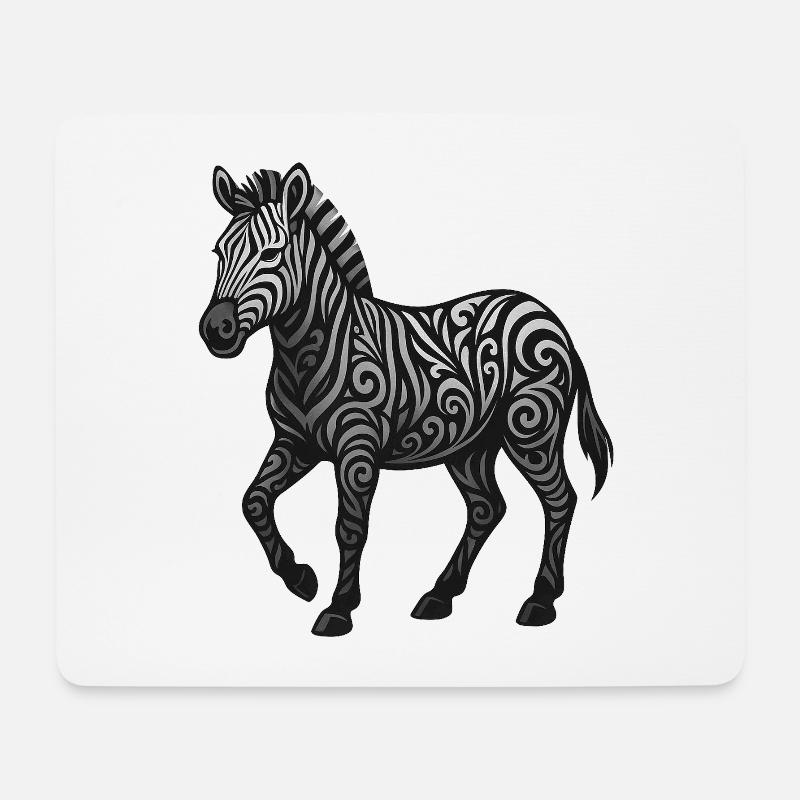 Zebra Ornament Tribalswirl Muster - Mousepad (Querformat) - Weiß