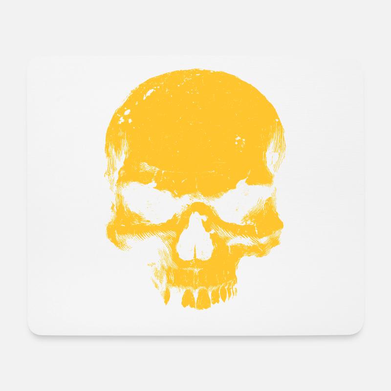 Gelber Totenkopf Kontrast - Mousepad (Querformat) - Weiß