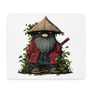 Lustiger Ninja-Gartenzwerg mit Schwert - Mousepad (Querformat) - Weiß - Vorne