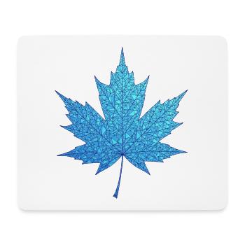 Geometric Blue Maple Leaf Print - Mouse Pad (horizontal) - white - Front