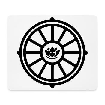 Dharma Wheel with Lotus | Buddhism Symbol - Mouse Pad (horizontal) - white - Front