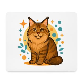 Maine Coon cat in colorful circles - Mouse Pad (horizontal) - white - Front