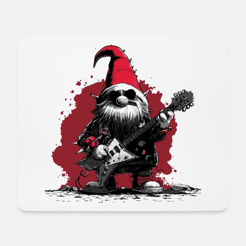 Metal Gnome – Rockiger Weihnachts- und Gartenzwerg - Mousepad (Querformat) - Weiß