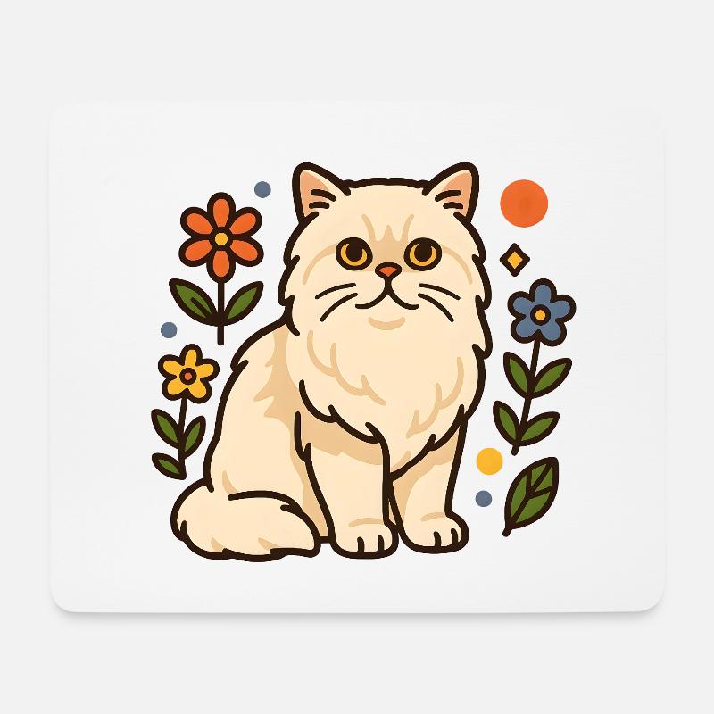 Perserkatze in floraler Pracht - Mousepad (Querformat) - Weiß