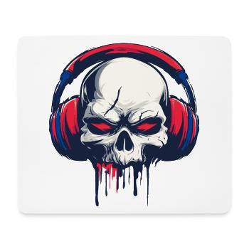 Headphone Skull – Für Musikfans mit dunklem Stil - Mousepad (Querformat) - Weiß - Vorne