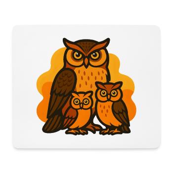 Eule mit seiner Familie - Mousepad (Querformat) - Weiß - Vorne