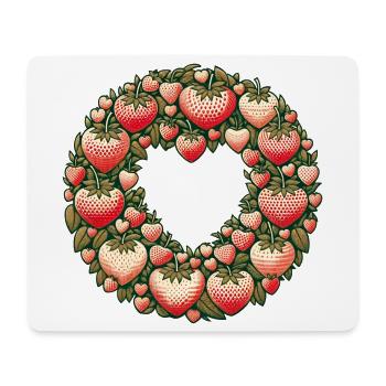 Strawberry Heart Wreath - Mouse Pad (horizontal) - white - Front