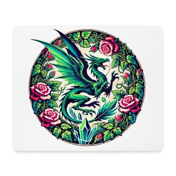 Verdant Phoenix in Rose Circle - Mouse Pad (horizontal) - white - Front