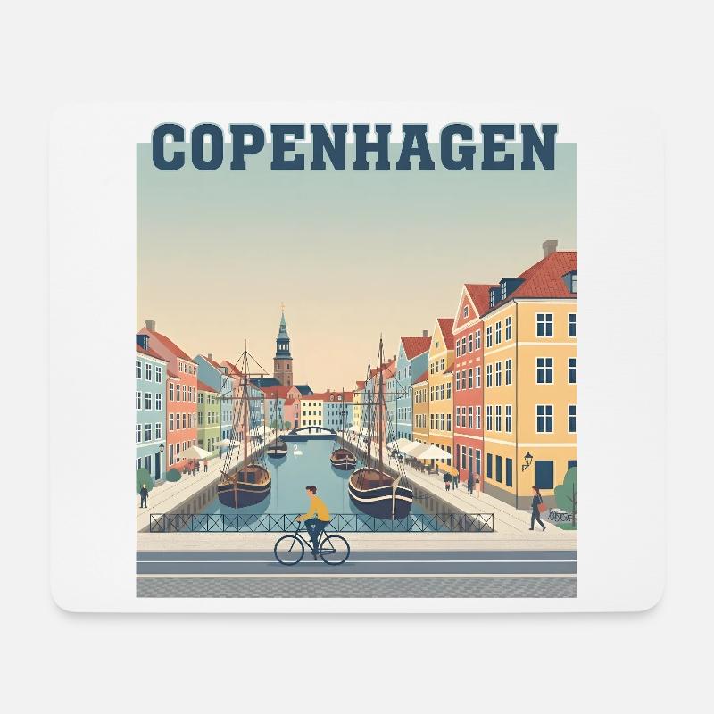 Kopenhagener Kanallandschaft Pastellhafen - Mousepad (Querformat) - Weiß