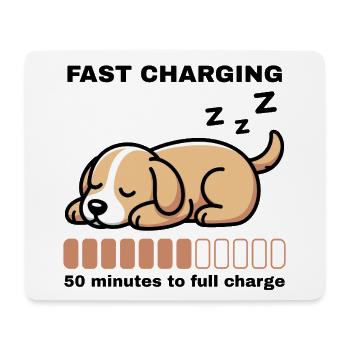 Powernap Hund – Fast Charging - Mousepad (Querformat) - Weiß - Vorne