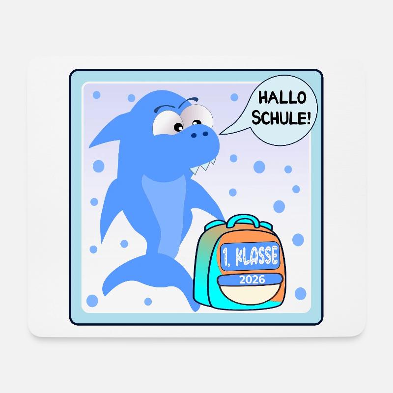 Inscription à l’école First Class 2026 Shark - Tapis de souris (format paysage) - blanc
