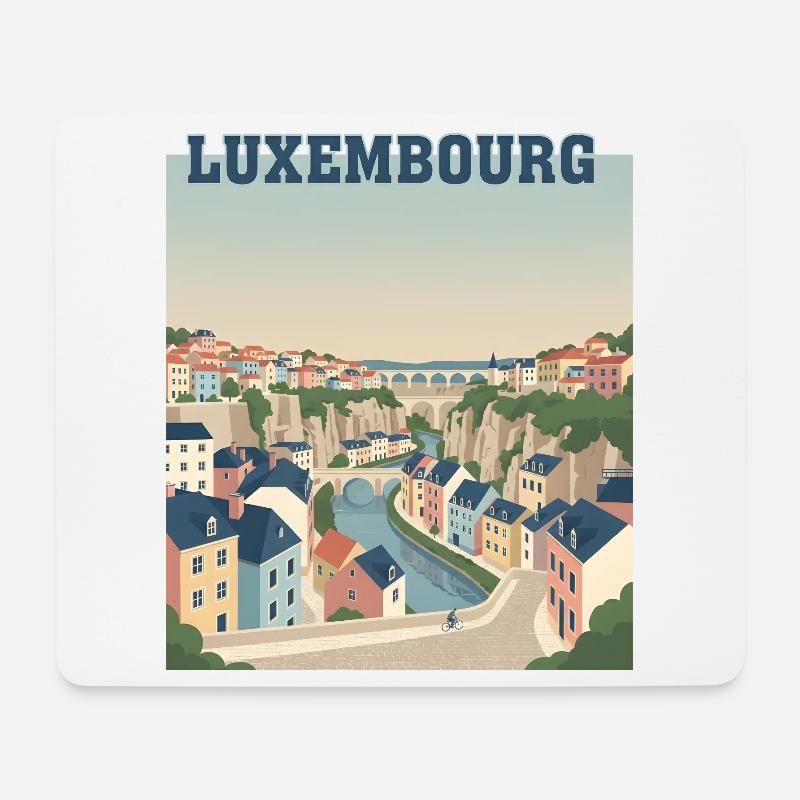 Luxemburger Stadtpastellfarben - Mousepad (Querformat) - Weiß